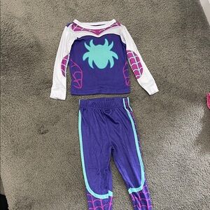 Ghost Spider Kids Superhero Pajamas - Purple and White